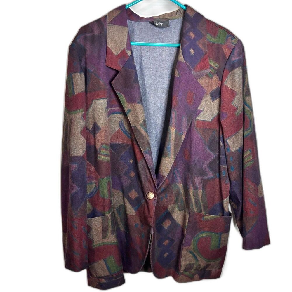 Vintage 80s/90s Tofy Abstract Geometric Blazer/Shacket Plus Size 20 Made in USA